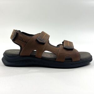 Clarks Walkford Walk Mens 10 Brown Leather Sport Sandals Strap Comfort 26176963